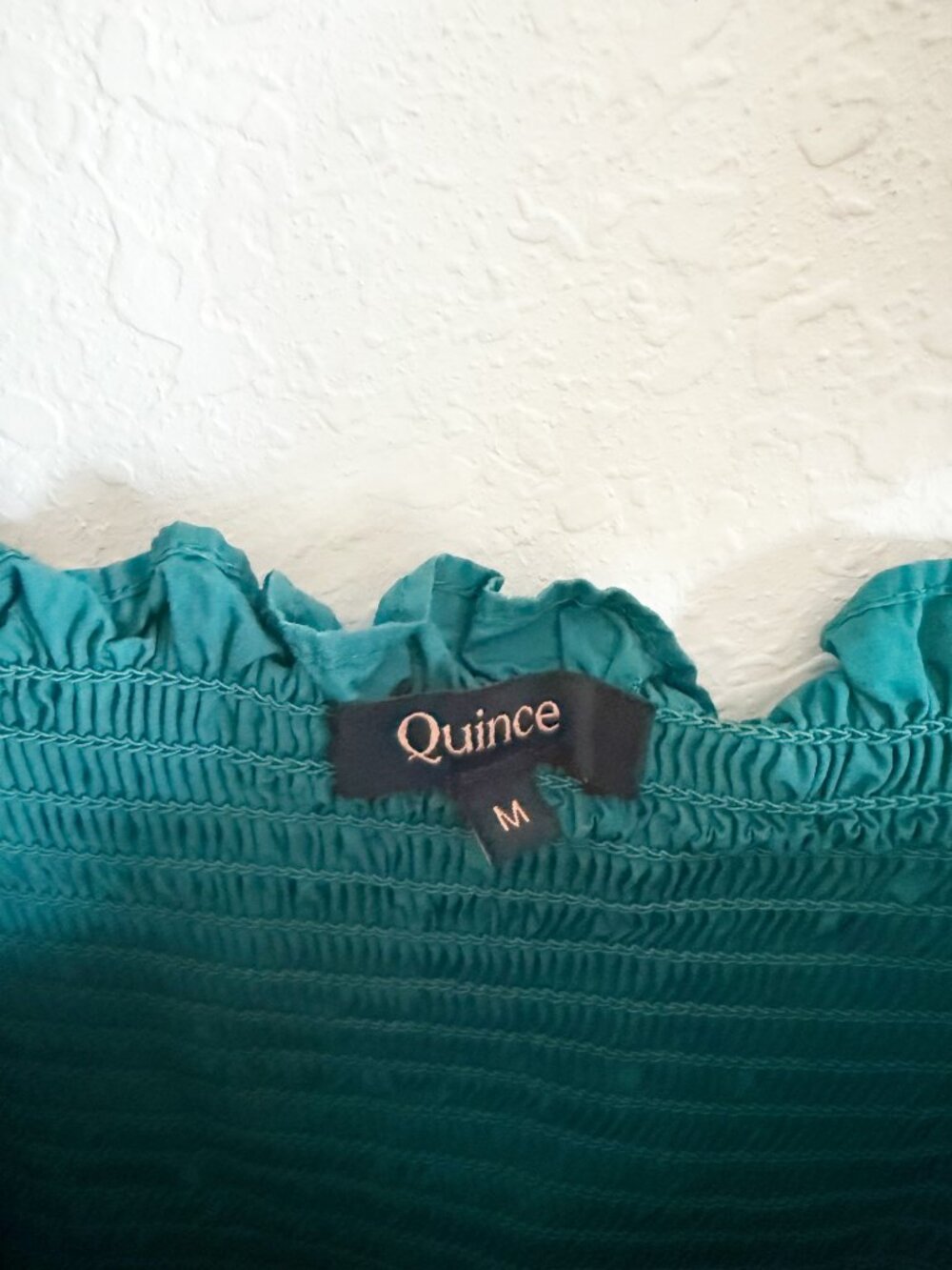 Quince Teal Organic Cotton Poplin Smocked Ruffle Tiered Midi Dress M - Picture 4 of 6